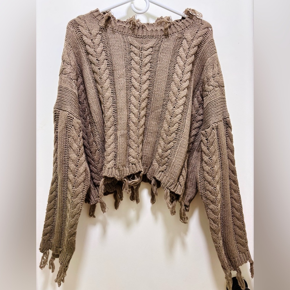 Altar'd State Fringe Boho Brown Sweater | Size S